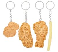 SUNNYCLUE 1 Box 4Pcs Chicken Nugget Keychain Food Key Chain Funny Creative Artificial French Fries Simulated Fried Chicken Nuggets Food Keychains for Handbags Bags Backpacks Car Keys Decoration Adult