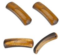SUNNYCLUE 1 Box 4pcs Curved Tube Beads Stone Tube Beads Natural Tiger Eye Bronze Gems Tones Curve Long Hollow Noodle Link Connectors Charms for Jewellery Making Necklace Bracelets Supplies Crafting