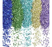 SUNNYCLUE 1 Box 5 Colors 150G Blue Broken Glass Small Crushed Crystals Bulk Irregular Glitter Metallic Stones Flakes Glass Chips for Resin DIY Art Vase Epoxy Supplies Crafts Nails Jewellery Making