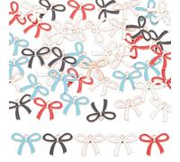 SUNNYCLUE 1 Box 5 Colors 50Pcs Enamel Bow Charms Large Bows Charms Bulk Pink White Alloy Metal Bowtie Kawaii Cute Bowknot Pendants for Jewelry Making Trinket Diy Necklaces Bracelets Earrings Supply