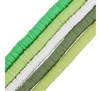 SUNNYCLUE 1 Box 5 Strand 1765~1890Pcs St. Patrick's Day Beads Holiday Polymer Clay Beads Bulk 6mm Flat Parade White Green Clay Bead for Bracelets Beaded Keychain Making Supplies Diy Arts Crafts Women