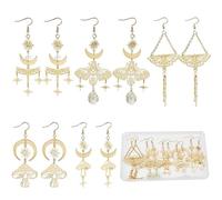 SUNNYCLUE 1 Box 5 Style Star Moon Earring Set Long Dangle Earrings Gold Earring Sets Moon Earrings Bulk Tarot Magic Energy Hollow Fashion Dangle Earrings for Women New Year Christmas Party Gift Decor