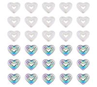 SUNNYCLUE 1 Box 50 Pcs Acrylic Heart Beads Large Heart Shaped Plastic Beads Bulk Big Holes Black and White AB Color Shiny Love Hearts Hollow Large Bead for Jewellery Making Hairband Beadable Pens