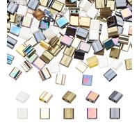 SUNNYCLUE 1 Box 500Pcs 5 Style 5 * 5mm Glass Tila Beads Japanese Square Tile Glass Seed Beads Double Hole Connector spacers for Jewelry Making DIY Craft Beading Wedding Decor Handmade Gifts