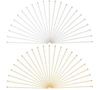 SUNNYCLUE 1 Box 500Pcs 50mm Ball Head Pins Gold Earring Pins Silver Brass Small Round Ball Headpin Long Earring Findings Pins for jewellery Making Earring Charm Bracelet Accessories Supplies DIY Craft