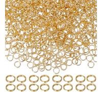 SUNNYCLUE 1 Box 500Pcs 5mm Real 18K Gold Plated Jump Rings Split Key Rings Bulk Double Loops Stainless Steel Small Metal Rings for jewellery Making Supplies DIY Necklace Bracelet Earrings Keychains