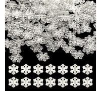 SUNNYCLUE 1 Box 500Pcs Snowflake Beads Bulk Clear Snowflake Beads Christmas Xmas Fall Clear Mini Acrylic Holiday for Jewellery Making DIY Necklace Earring Adults