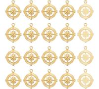 SUNNYCLUE 1 Box 50Pcs Compass Charms Bulk Nautical Charms Gold Alloy Tibetan Round Anchor Ocean Sea Compass Charm for Jewellery Making Charms Supplies DIY Craft Necklace Bracelet Earring Crafting