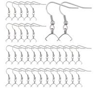 SUNNYCLUE 1 Box 50Pcs Earring Hooks with Pinch Bails Stainless Steel Earring Hooks Bulk French Wire Earring Hook Earwires Fish Hook Findings for jewellery Making Supplies DIY Dangle Earrings Crafts