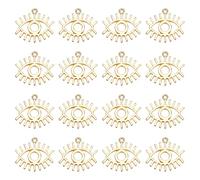 SUNNYCLUE 1 Box 50Pcs Evil Eye Charms Evil Eye Metal Charm Hollow Gold Evil Eyes Charms Lucky Charms for jewellery Making Charm Women Adults DIY Necklace Earrings Bracelet Keychain Crafts Supplies