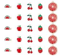 SUNNYCLUE 1 Box 50Pcs Fruit Charm Bulk Fruits Gold Watermelon Cherry Apples Red Pomelo Alloy Enamel Strawberry Charm for Jewelry Making Accessories DIY Necklace Bracelet Earring Crafting Beginner