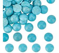SUNNYCLUE 1 Box 50Pcs Gemstone Cabochons 16mm Round Cabochon Synthetic Turquoise Stone Flatbacks Half Round Loose Gemstones Beads No Hole Dome Blue Cabochons for jewellery Making DIY Earrings Adult