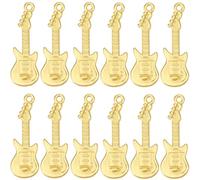 SUNNYCLUE 1 Box 50Pcs Gold Guitar Charm Ukulele Charms Bulk Metal Alloy Vintage Music Theme Instruments Guitars Mini Charm for Jewellery Making Pendants Bracelet Earrings DIY Crafts Accessories