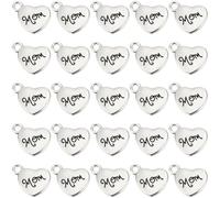SUNNYCLUE 1 Box 50Pcs Heart Charms Bulk Silver Love Charms Alloy Antique Silvery Letter Cute Little Hearts Mother's Day Holiday Charm for Jewellery Making Charm Diy Craft Earring Necklace Bracelet