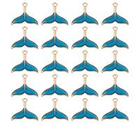 SUNNYCLUE 1 Box 50Pcs Mermaid Charms Fish Tail Charms Ocean Animal Blue Fishtail Whale Dolphin Tails Golden Tone Summer Enamel for Jewellery Making DIY Earrings Necklace Supplies