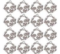SUNNYCLUE 1 Box 50Pcs Mushroom Charms Bulk Mushrooms Charms Tibetan Style Antique Silver Charm Magic Plants Flat Round Mushroom Charm Leaf Charm for jewellery Making Charms Necklace Keychain Supplies