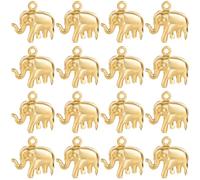 SUNNYCLUE 1 Box 50Pcs Real 18K Gold Plated Elephant Charm Elephants Charms Bulk Tibetan Alloy Stainless Steel Lucky Animal Pendants for Jewellery Making DIY Craft Necklace Bracelet Earring Women Adult