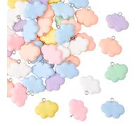 SUNNYCLUE 1 Box 50Pcs Resin Cloud Charm 3D Flatback Charms Bulk Random Mixed Colorful Cartoon Clouds Shaped Weather Bead Pendants Findings for Jewellery Making Necklace Bracelets DIY Crafts