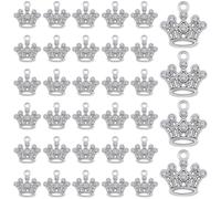 SUNNYCLUE 1 Box 50Pcs Rhinestone Crown Charms Vintage Dangle Charms Silver Metal Retro Small Alloy Crystal Pendants Findings Accessories for Jewelry Making Necklaces Bracelets DIY Crafts Decoration