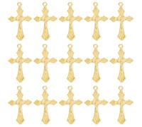 SUNNYCLUE 1 Box 50Pcs Rosary Cross Charms Gold Cross Charms Bulk Easter Crucifix Metal Centerpiece Chic Amulet Sufferer Pendants for Jewelry Making Necklace Bracelet DIY Crafts Supplies Adults