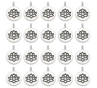 SUNNYCLUE 1 Box 50Pcs Round Lotus Charms Silver Flower Charms Bulk Mini Tibetan Metal Flat Yoga Floral Plant Energy Chakra Charm for jewellery Making Charms Women Necklace Bracelet Earring DIY Craft