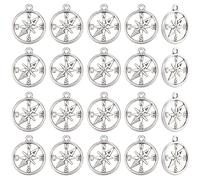 SUNNYCLUE 1 Box 50Pcs Silver Compass Charm Metal Nautical Charms Bulk Alloy Tibetan Antique Summer Hawaii Sea Ocean Anchor Small Pendants for Jewelry Making Necklaces Earrings DIY Crafts Supplies