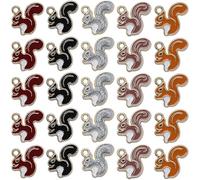SUNNYCLUE 1 Box 50Pcs Squirrel Charms Bulk Autumn Fall Harvest Christmas Charms Enamel Animal Charm For Jewelry Making DIY Earrings Bracelet Necklace Thanksgiving Xmas Decor
