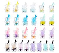 SUNNYCLUE 1 Box 52Pcs 13 Styles Boba Tea Charms Milk Tea Fruit Bubble Tea Charm Summer Resin Bear Animal 3D Imitation Bottle Charms for jewellery Making Charms Earring Necklace Bracelet Keychain DIY