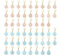 SUNNYCLUE 1 Box 52Pcs 26 Styles Letter Stitch Markers Crochet Stitch Charms Enamel Alloy Alphabet A to Z Capital Pink Blue Lobster Claw Clasps Charm for DIY Crocheting Knitting Sewing Weaving Crafts