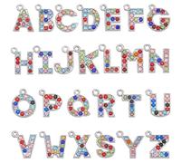 SUNNYCLUE 1 Box 52Pcs 26 Styles Rhinestone Letters Charm Diamond Letter Charms Bulk Colorful Alloy Glitter Initial A-Z Alphabet Pendants for Jewellery Making Supplies DIY Craft Necklace Bracelet