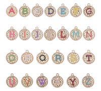 SUNNYCLUE 1 Box 52Pcs 26 Styles Round Alphabet Charms Enamel Letter Charms Bulk Colorful Small Capital Flat Metal A-Z Initial Pendants for Jewelry Making DIY Craft Findings Bracelet Necklace Women
