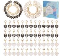 SUNNYCLUE 1 Box 52Pcs Heart Stitch Markers Crochet Marker Charms Bulk White Black Enamel Love Letter A to Z Lobster Clasp Knitting Charms for Jewellery Making Crafts Weave Supplies Accessories Adults