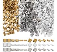 SUNNYCLUE 1 Box 540pcs 4.5x2mm/5x2mm/5x5mm 2 Hole Seed beads Flat Square Seed Beads Electroplate Golden Metallic Glass Japanese Half Square Rectangle Seed Spacer for Jewellery Making Earrings DIY