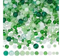 SUNNYCLUE 1 Box 540Pcs Green Glass Beads Kit Glass Beads 8mm White Round Crystal Gemstone Pure Transparent Boho Spring Loose Spacers for Crafts Jewellery Making Diy Bracelets Necklace Supplies Women