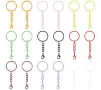 SUNNYCLUE 1 Box 54Pcs Colorful Lobster Claw Clasps Keyring Lobster Clasps Metal Spray Printed with Key Rings Chain Spring Hook Clip Buckle for Keyrings DIY Crafts Decoration Handbag Purse Charms
