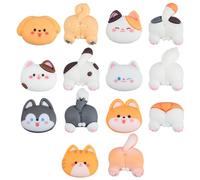 SUNNYCLUE 1 Box 56Pcs 14 Styles Resin Animal Charms Cute Cabochons Flatback Bulk Small Head Assorted Dog Cat Soft Life Animal Cabochon for DIY Crafts Decor Scrapbooking Embellishments Hairclip