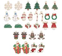 SUNNYCLUE 1 Box 56Pcs 16 Styles Christmas Charms Bulk Winter Snowflake Snowman Tree Candy Cane Gingerbread Man Enamel Charms for Jewelry Making Charms Findings DIY Necklace Earring Adults Craft