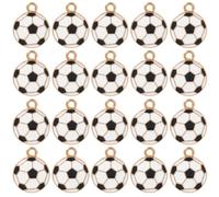 SUNNYCLUE 1 Box 56Pcs Enamel Soccer Charm Metal Football Charms Alloy Gold Sports Game 16mm Round Black White Ball Dangle Pendants for Jewelry Making Supplies DIY Necklace Bracelet Crafting Adults