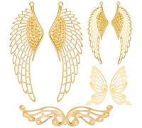 SUNNYCLUE 1 Box 58Pcs Gold Filigree Connectors Filigree Charm Pack Filigree Embellishments Filigree Angel Wings Hollow Wing Charms Connector Charms for jewellery Making DIY Earrings Bracelet Necklace
