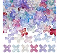 SUNNYCLUE 1 Box 6 colors 180pcs Flower Glass Beads Lucky Clover Beads Assorted 4 Petal Cerise Light Yellow Clear Lucky Spacer Bead for Jewellery Making Bracelets Necklace Earring Handmade DIY Supplies