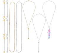 SUNNYCLUE 1 Box 6 Sets Beadable Necklace Pendant Beadable Bars Bulk Silver Gold Stainless Steel Metal Cable Chains Pendants for Jewellery Making Kits Women Adults Beading Crafts Supplies Accessories