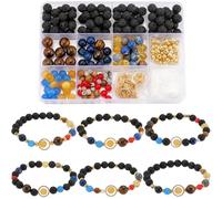 SUNNYCLUE 1 Box 6 Sets Solar System Bracelet Making Kit Guardian Star Bracelets Universe Planet Galaxy Beads Gemstone Bead Natural Stone Beads for jewellery Making Kits Beading Space Gift Supplies