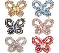 SUNNYCLUE 1 Box 6 Styles Rhinestone Butterfly Beads Butterflies Beads Bulk Large Big Acrylic Gold Pink Black Shiny Gemstone Focal Beads for Beadable Pens Beaded Bracelets Necklaces Making fit Women
