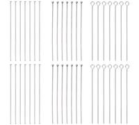SUNNYCLUE 1 Box 600Pcs 3 Styles Earring Findings Pins 50mm 304 Stainless Steel Earring Pins Eye Pin Flat Pins Flat Head Wire Pin Ball Head Pin Ball Pins for Jewellery Making Accessories DIY Earrings