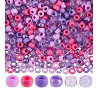 SUNNYCLUE 1 Box 600pcs Halloween Pony Beads 9x6 Purple Pony Beads Variety Assorted Colored Hair Braiding Clear Red Barrel Plastic Loose Spacers for Jewellery Making Women Necklace Bracelets Supplies