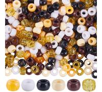 SUNNYCLUE 1 Box 600pcs Pony Beads 9x6 Pony Beads Variety Assorted Colored Hair Braiding Clear Barrel Plastic Loose Spacers for Jewellery Making Women Necklace Bracelets DIY Supplies Crafts (Brown)