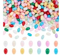 SUNNYCLUE 1 Box 600Pcs Rice Shape Beads Oval Glass Beads 6mm Bulk Small Colorful Random Baking Painted Long Opaque Crystal Loose Spaces for Jewellery Making Necklace Supplies Women DIY Crafts Bracelet
