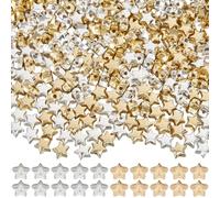 SUNNYCLUE 1 Box 600Pcs Silver Star Bead Gold Stars Beads Bulk CCB Plastic Bead Spacers 6mm Mini Five-pointed Star-shape Pony Loose Beads Charms for Bracelets Necklaces Earrings jewellery Making Suppli