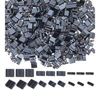 SUNNYCLUE 1 Box 600Pcs Tila Beads Bulk 1/4 1/2 5x5mm Two Hole Beads Opaque Black 2 Hole Beads Tile Beads Rectangle Square Loose Spacer Beads for Jewellery Making Kits Beading Friendship Bracelets