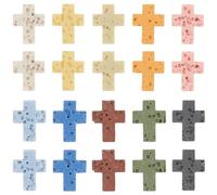 SUNNYCLUE 1 Box 60pcs 10 Colors Stone Cross Beads Cross Spacer Beads Easter Rosary Synthetic Lava Rock Small Gemstone Crucifix Crosses Spacer Bead Bulk For Jewellery Making Bracelet Party Favor Gifts
